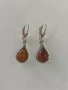 Сребърни обеци с кехлибар, снимка 1