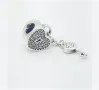 Сребърен елемент PANDORA 925 Pavé Padlock Heart & Key Charm , снимка 4