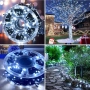 5️⃣0️⃣ метра/1️⃣0️⃣0️⃣МЕТРА Коледни LED Лампи Бяла Светлина Diamond Диод 8режима на светене, снимка 1