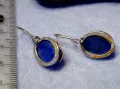 ПРЕКРАСНИ СРЕБЪРНИ ОБЕЦИ СРЕБРО 925 с ПОЛИРАНО СИНЬО КОТЕШКО ОКО АРТ ИЗРАБОТКА 49998, снимка 8