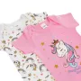 Бебешко памучно боди с къс ръкав, розов еднорог, бели еднорози, дъги - 2 бр. S_1233542, снимка 2
