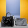 Плюшена дамска стилна чанта в комплект с несесер/органайзер за принадлежности, снимка 6