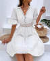 Бяла рокля с дантела, снимка 1 - Рокли - 44959443