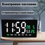 Голям модерен дигитален часовник с температура дата LED за спалня офис електронен дата календар, снимка 1
