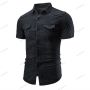 Нова мъжка едноцветна дънкова риза с джобове и къс ръкав, 4цвята , снимка 6