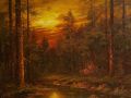 Питър Тенсли Peter Tensley (американец) „Горско езеро“ Голяма маслена картина върху платно, снимка 3