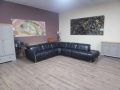 Дизайнерски черен кожен ъглов диван с електрически релакс механизъм, снимка 1