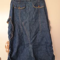 Ефектна дънкова пола с големи джобове , снимка 4 - Поли - 45838916