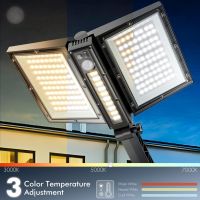 Quntis 180 LED Външни стенни соларни прожектори, 3 цвята 3 режима водоустойчиви, сензор за движение, снимка 3 - Соларни лампи - 45110314