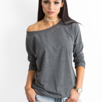 Памучна дамска блуза - Тъмносива - XS, снимка 5 - Блузи с дълъг ръкав и пуловери - 44941247
