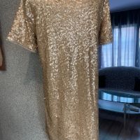 Златна рокля с пайети, снимка 2 - Рокли - 45305213