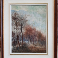 Дончо Занков 1893-1960 Уникален Пейзаж 1920те год. дървета маслени бои, снимка 1 - Картини - 44957163