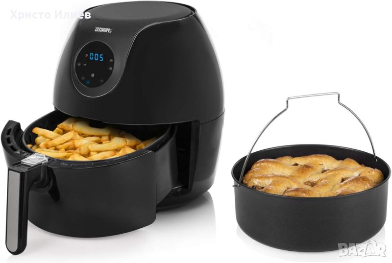 Голям ЕЪР ФРАЙЪР фритюрник с горещ въздух Air fryer XXL 5.2 литра с ПОДАРЪК Тава, снимка 1