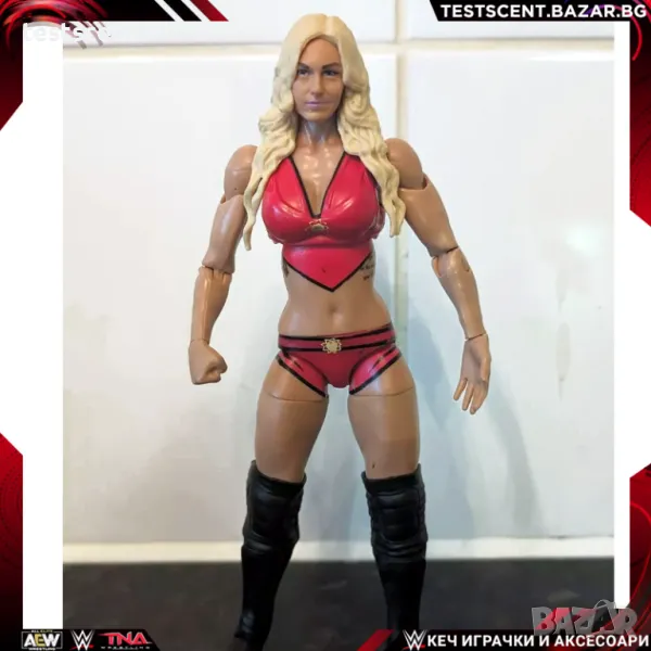 Екшън фигура WWE Charlotte Flair Шарлот Флеър Mattel Elite action figure играчка Red, снимка 1