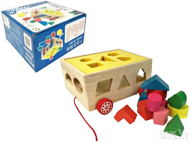 Дървена количка сортер за игра , снимка 1