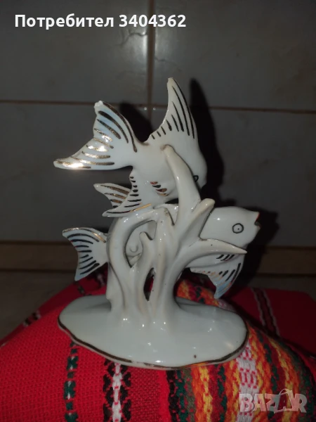 Уникална и много рядка фигура статуетка риби - порцелан, снимка 1
