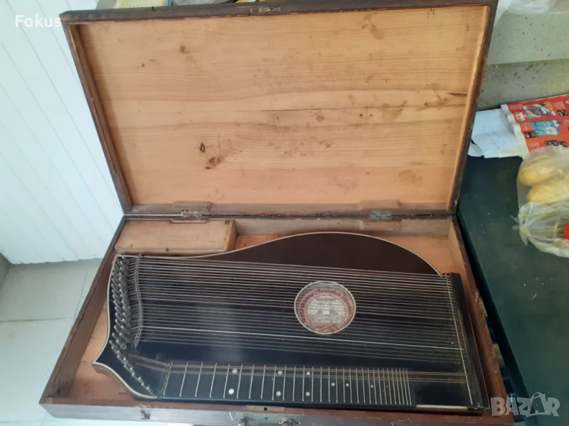 Немски музикален инструмент цитра китара - антика, снимка 1