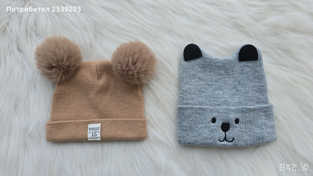 Бебешки шапки 0-6 месеца, снимка 1