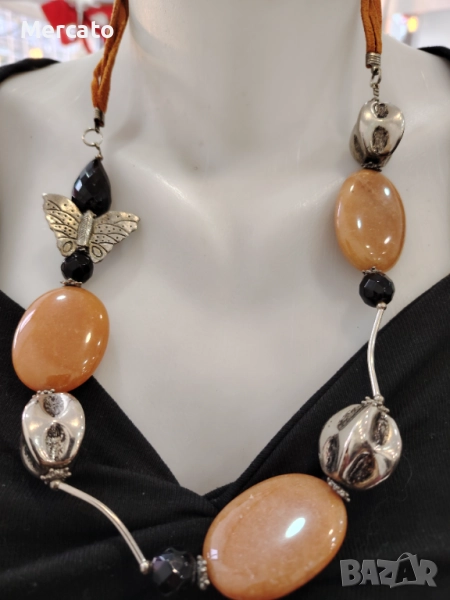 Гердан с камъни и пеперуда АРТ №115, снимка 1