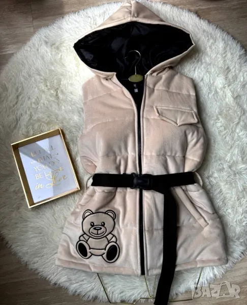 дамски елек с колан и качулка , снимка 1