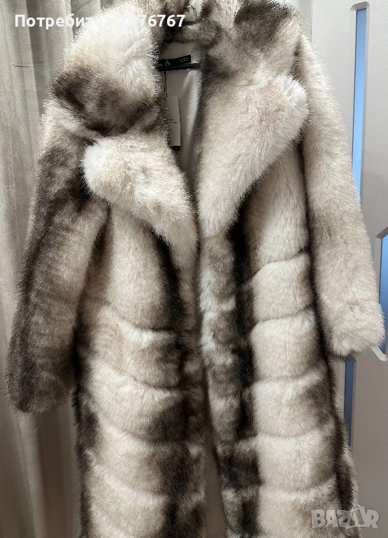 Дълго палто от изкуствен косъм, снимка 1