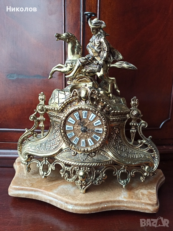 Каминен часовник, месинг, снимка 1