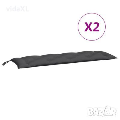 vidaXL Възглавници за градински пейки 2 бр антрацит 150x50x7 см плат（SKU:315016, снимка 1