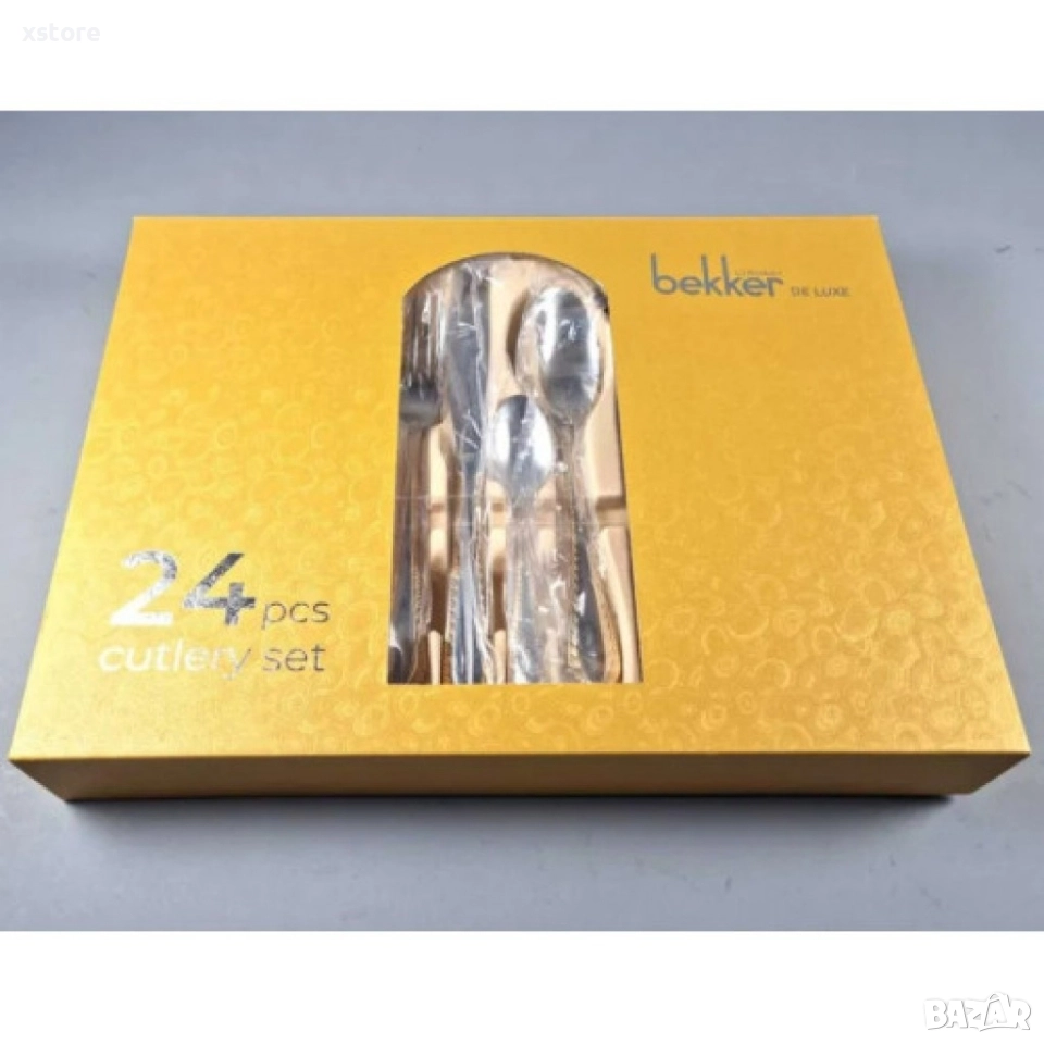 Комплект прибори за хранене Bohmann, Неръждаема стомана, 24 бр., Инокс със златист кант, снимка 1