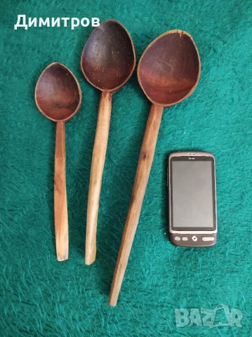 Големи старинни дървени лъжици, снимка 2 - Колекции - 54260894