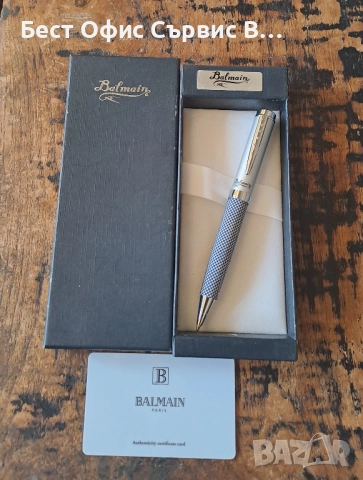 химикалка Balmain Paris Балмейн Париж сребърна с текстил тяло, снимка 3 - Ученически пособия, канцеларски материали - 52167538