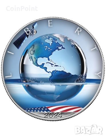 AI CYBER EARTH 1 Oz Сребърна монета 1$ САЩ 2024 г, снимка 2 - Нумизматика и бонистика - 45018635