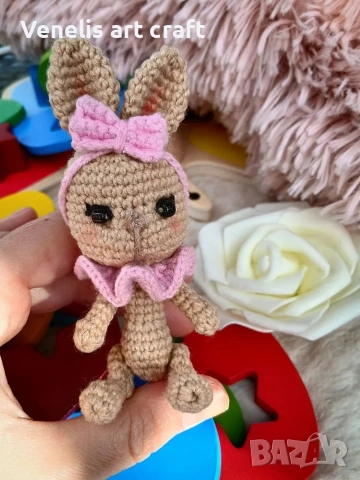 Плетено зайче за фотосесия на новородено бебе, снимка 7 - Други - 54169741