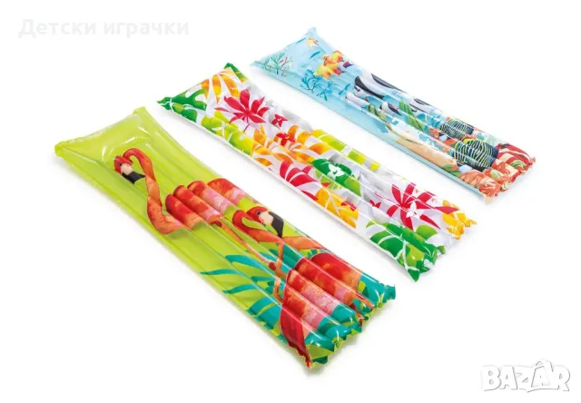 Надуваем дюшек Fashion Intex, 183 х 69 см, PVC, с вградена възглавница, ярки цветове, снимка 8 - Надуваеми играчки - 50039983