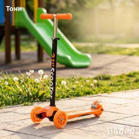 Детска тротинетка 21st Scooter със светещи колела, сгъваема, до 50кг, снимка 2 - Детски велосипеди, триколки и коли - 53955202