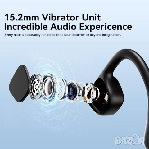 Слушалки с костна проводимост, безжични Bluetooth 5.4 слушалки с отворено ухо, с микрофон, снимка 6 - Безжични слушалки - 52106869