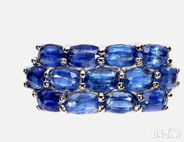 СТРАХОТЕН СРЕБЪРЕН ПРЪСТЕН С КИАНИТ (НЕПАЛ)