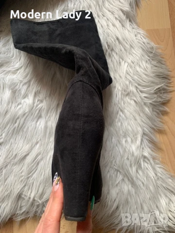 Велурени ботуши на платформа, снимка 5 - Дамски ботуши - 50999983