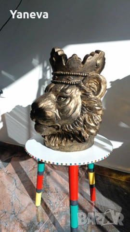 „Лъв с корона“, впечатляваща скулптура, символ на сила, увереност и успех. , снимка 7 - Статуетки - 53683257