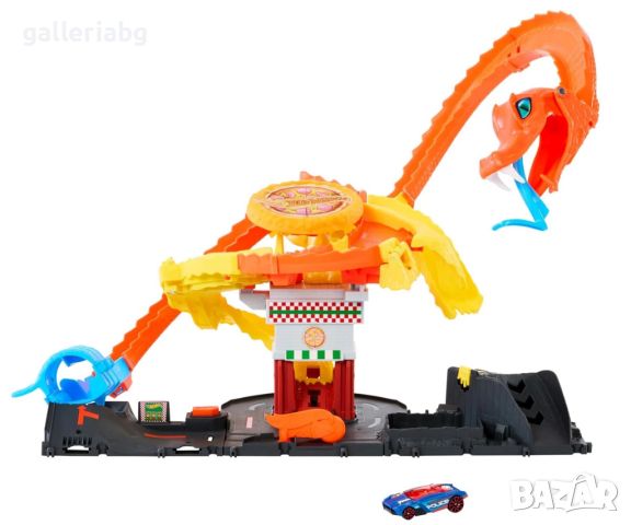 Hot Wheels City - Игрален комплект Змия в магазина за пица, снимка 2 - Коли, камиони, мотори, писти - 45149387