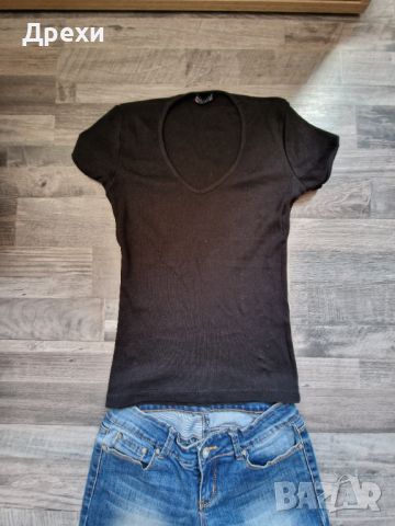 Дамски дънки с подарък черна тениска, снимка 4 - Дънки - 45190715