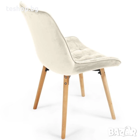 Трапезен стол 2 броя комплект MIADOMODO цвят крем, снимка 4 - Столове - 53001687