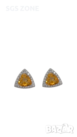 Сребърени Обеци със Цитрин от Таиланд, снимка 3 - Обеци - 51511311