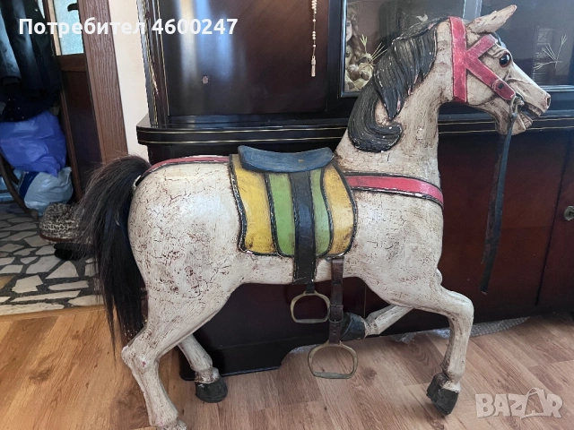 Античен дървен кон. Колекционерски предмет. Декорация, снимка 3 - Статуетки - 54230017