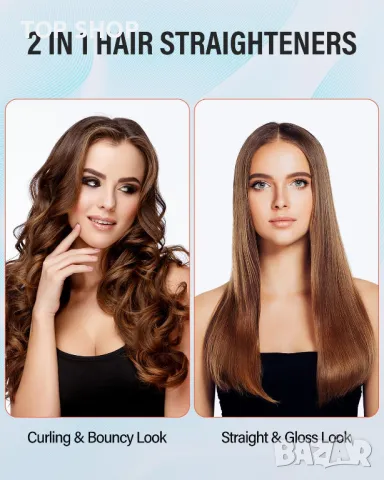 Преса за коса, турмалинова керамична LCD дисплей, регулируема температура, снимка 5 - Преси за коса - 49937582