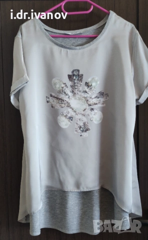 сива тениска LIU.JO с издължен гръб