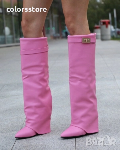 Ботуши на платформа - розова кожа - K-40 , снимка 2 - Дамски ботуши - 51522343