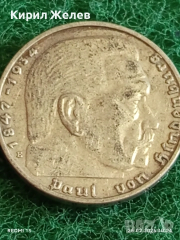 Сребърна монета 2 райхсмарки 1937г. Германия Трети Райх с Свастика за КОЛЕКЦИОНЕРИ 52633, снимка 11 - Нумизматика и бонистика - 53614999