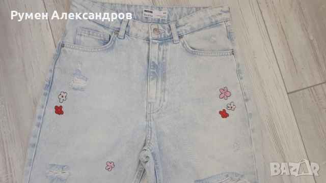 Светло сини дънки дамски дънки BERSHKA DENIM EUR38, снимка 3 - Дънки - 52172540