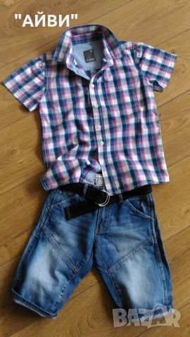 ZARA и DETROIT детски къси дънки, тениска и ризка, снимка 9 - Детски къси панталони - 45436398