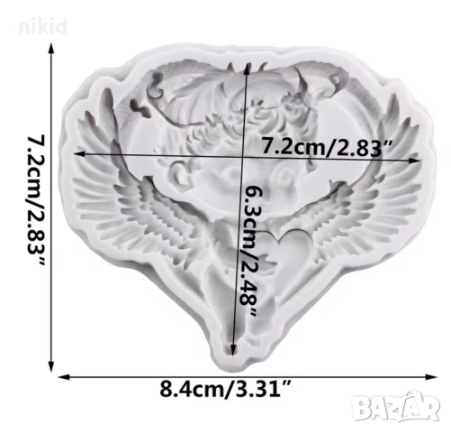 Момче дете ангел ангелче с разперени крила и сърце силиконов молд форма фондан шоколад гипс, снимка 2 - Форми - 51572860
